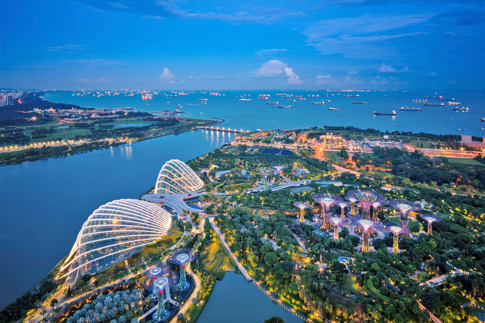 Gardens By The Bay Singapore Dusk View Wallpaper