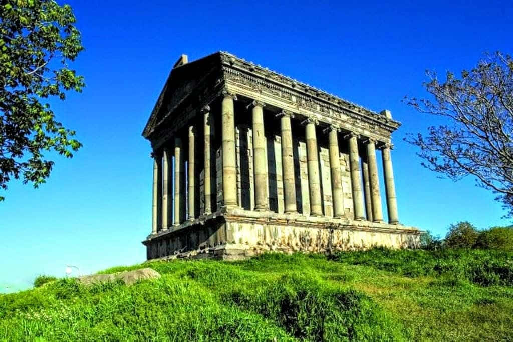 Garni Temple With Green Grass Wallpaper