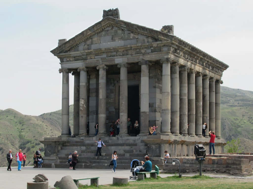 Garni Temple With People Wallpaper