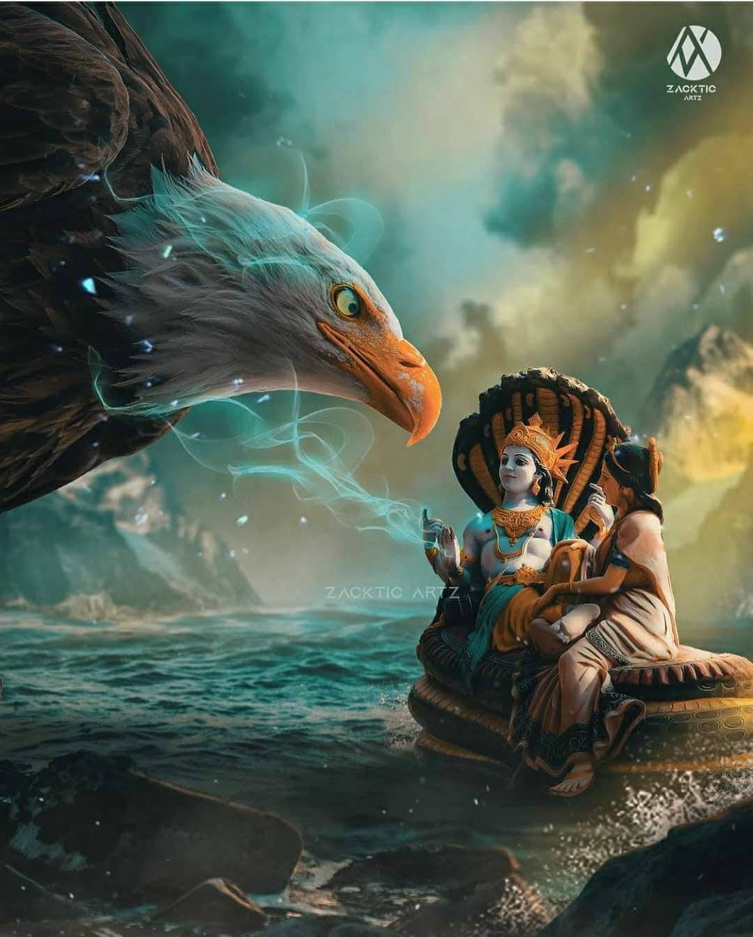 Garuda With Shiva And Parvati Wallpaper