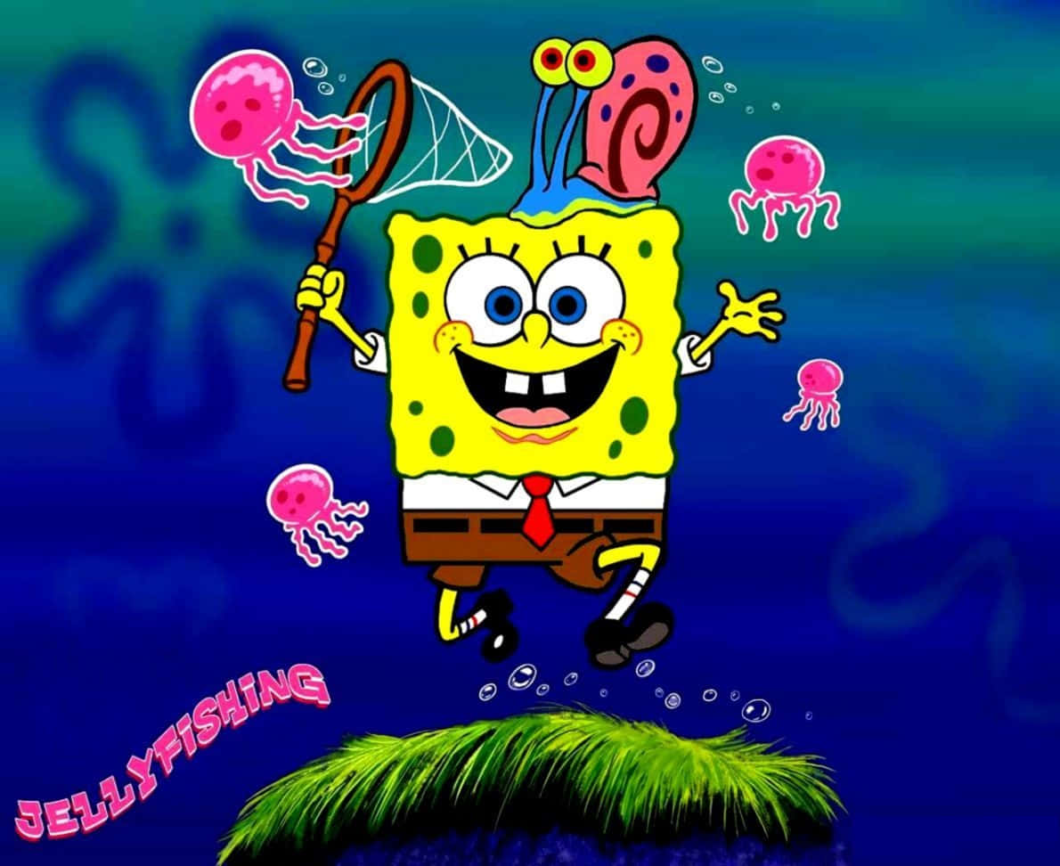 Gary The Snail Happily Smiling In Bikini Bottom Wallpaper