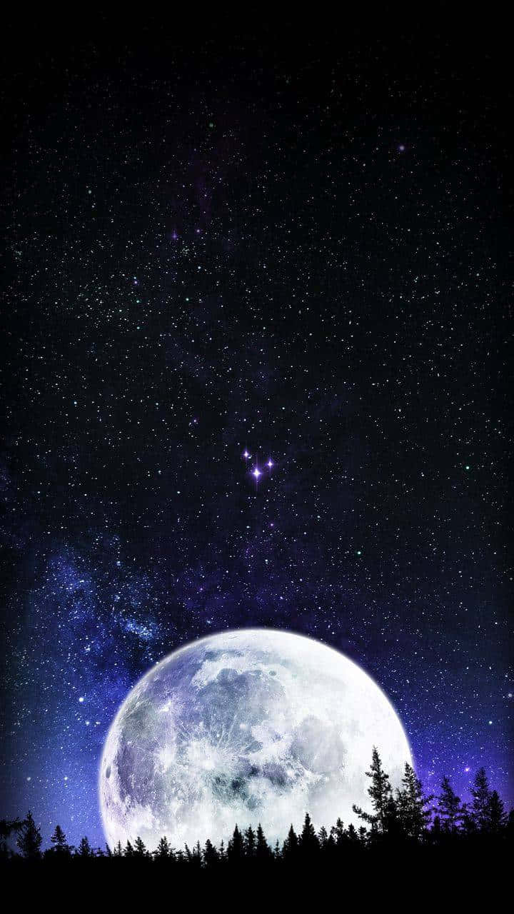 Gazing At The Moon On A Clear Night Wallpaper