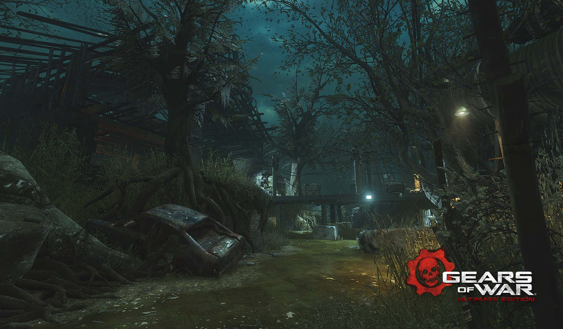 Gears Of War U E_ Nighttime Ruins Scene Wallpaper