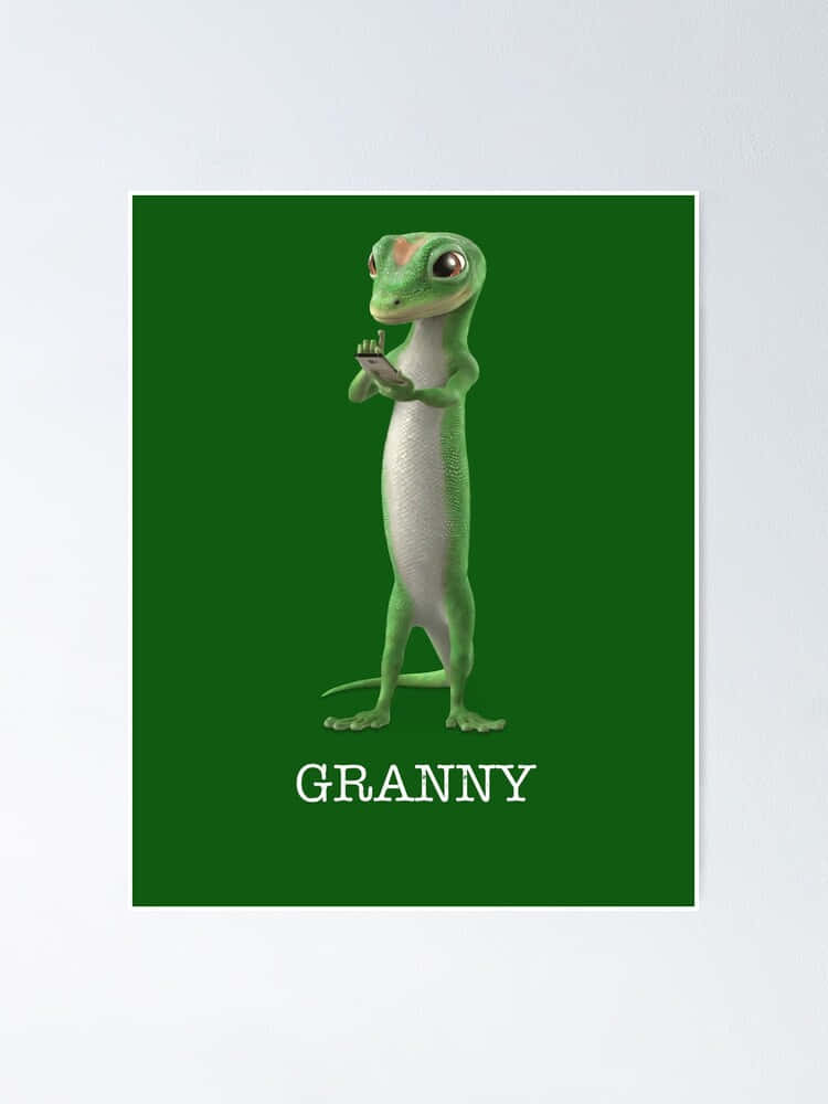 Gecko Granny Green Background Wallpaper