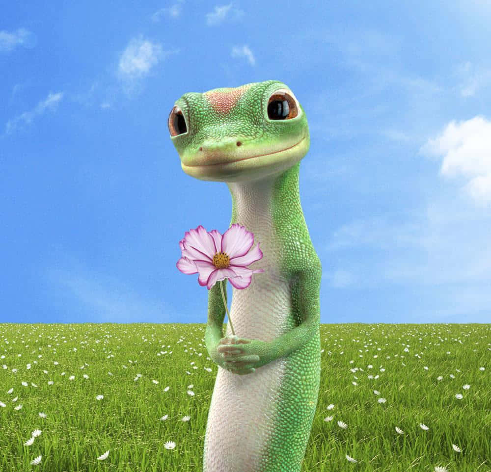 Geico Gecko With Flower Wallpaper