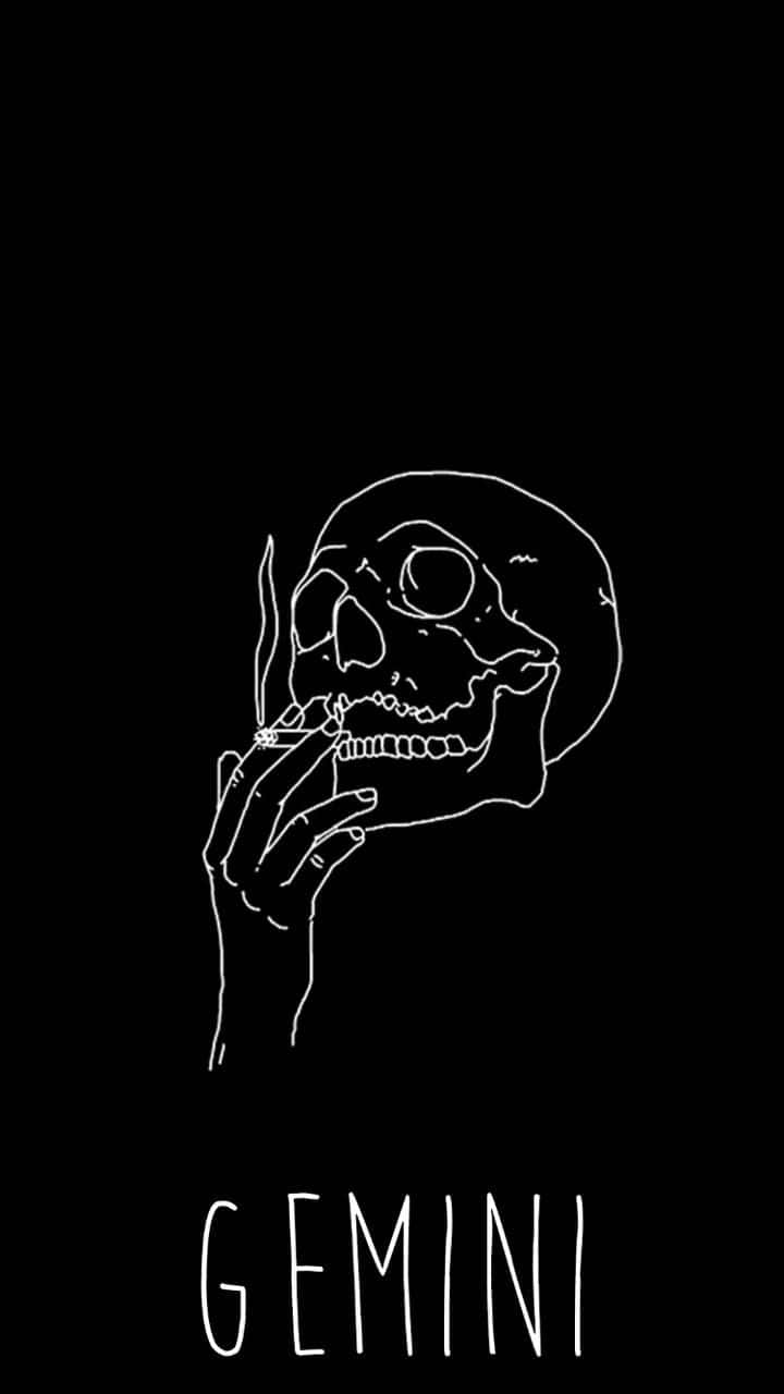 Gemini Skull Aesthetic Line Art Wallpaper