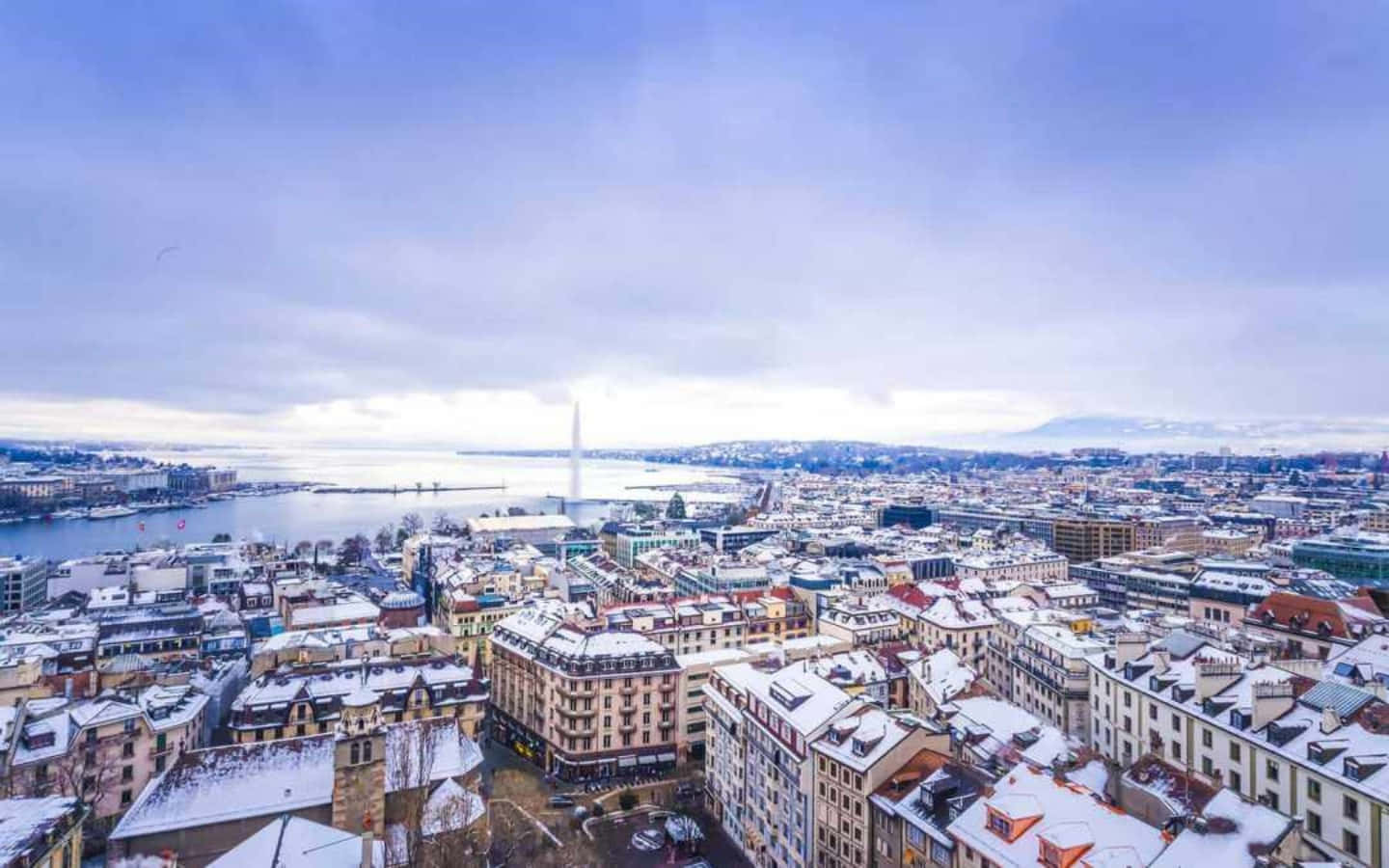 Geneva Winter Aerial View Wallpaper