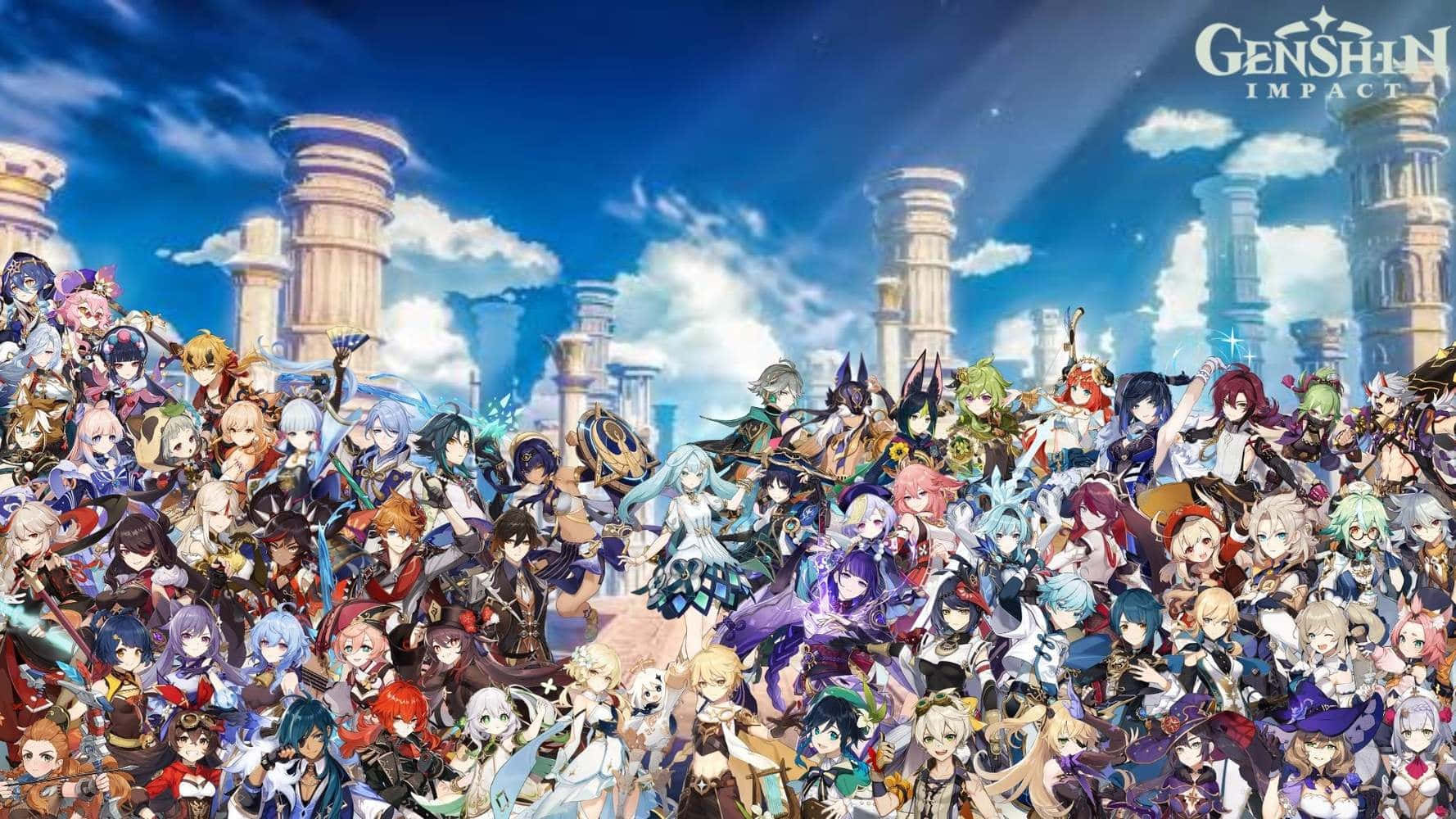 Genshin Impact Characters Gathering In An Adventure Wallpaper