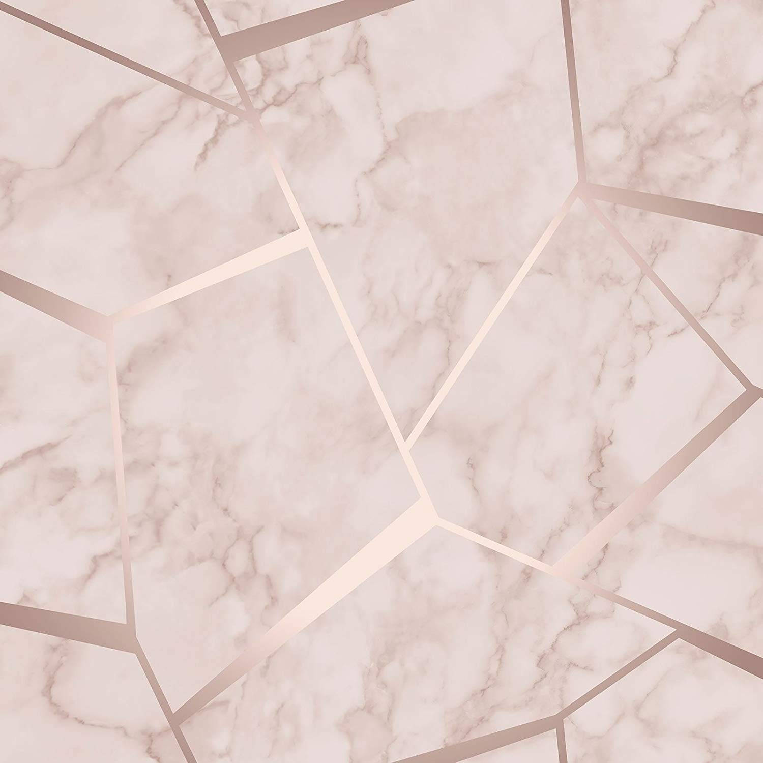 Geometric Marble In Pink And Rose Gold Tones Wallpaper