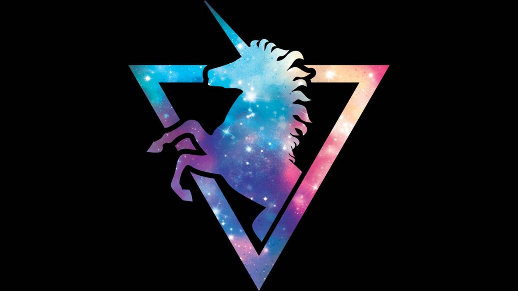 Geometric Triangle Shape Galaxy Unicorn Wallpaper