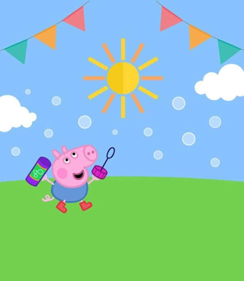 George Pig Enjoying Fruity Treats Wallpaper