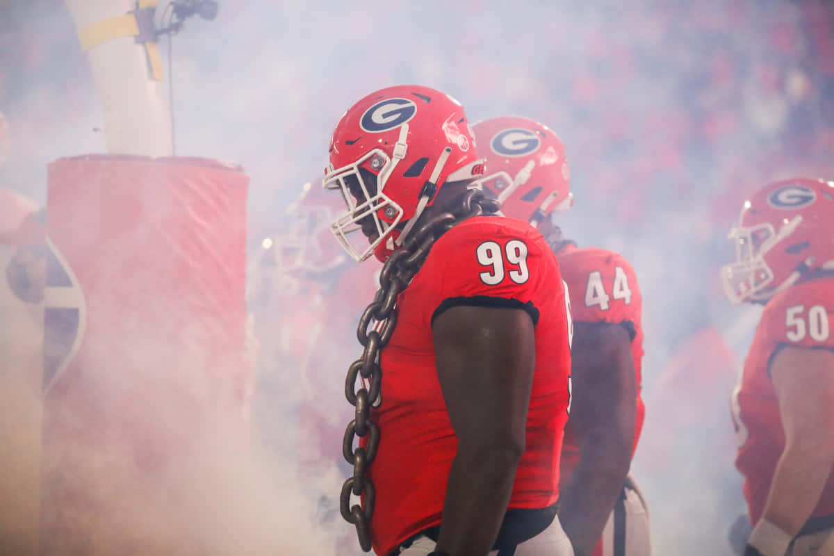 Georgia Football Player With Chain Entrance Wallpaper