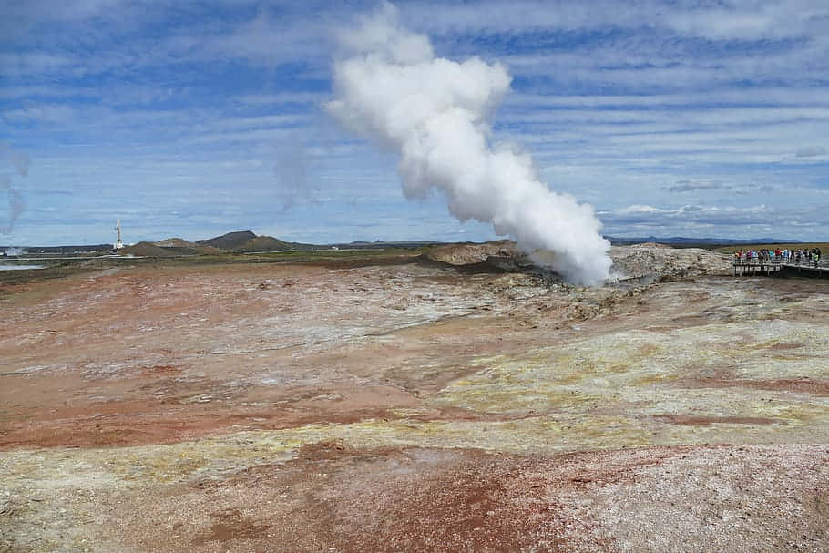 Geothermal Geyser Eruption Landscape Wallpaper