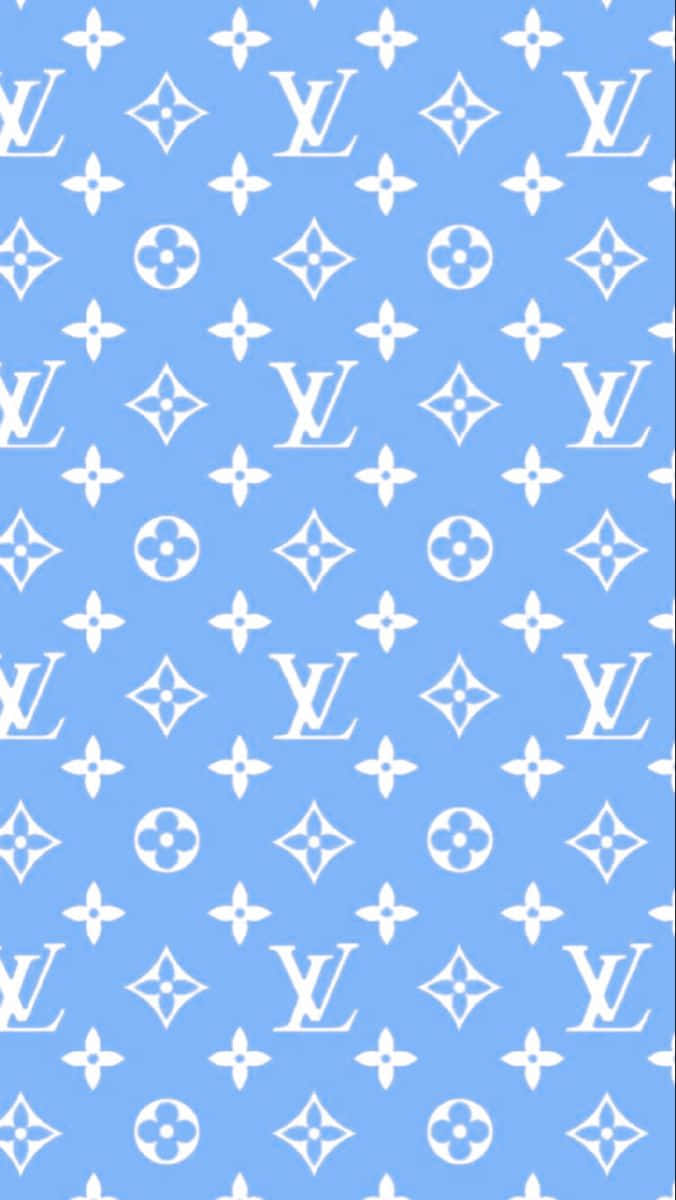 Get A Glimpse Of Timeless Luxury With This Gorgeous Blue Louis Vuitton Pattern Wallpaper