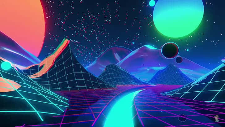 Get Lost In A Dreamy Virtual World With The Vaporwave Tablet Wallpaper