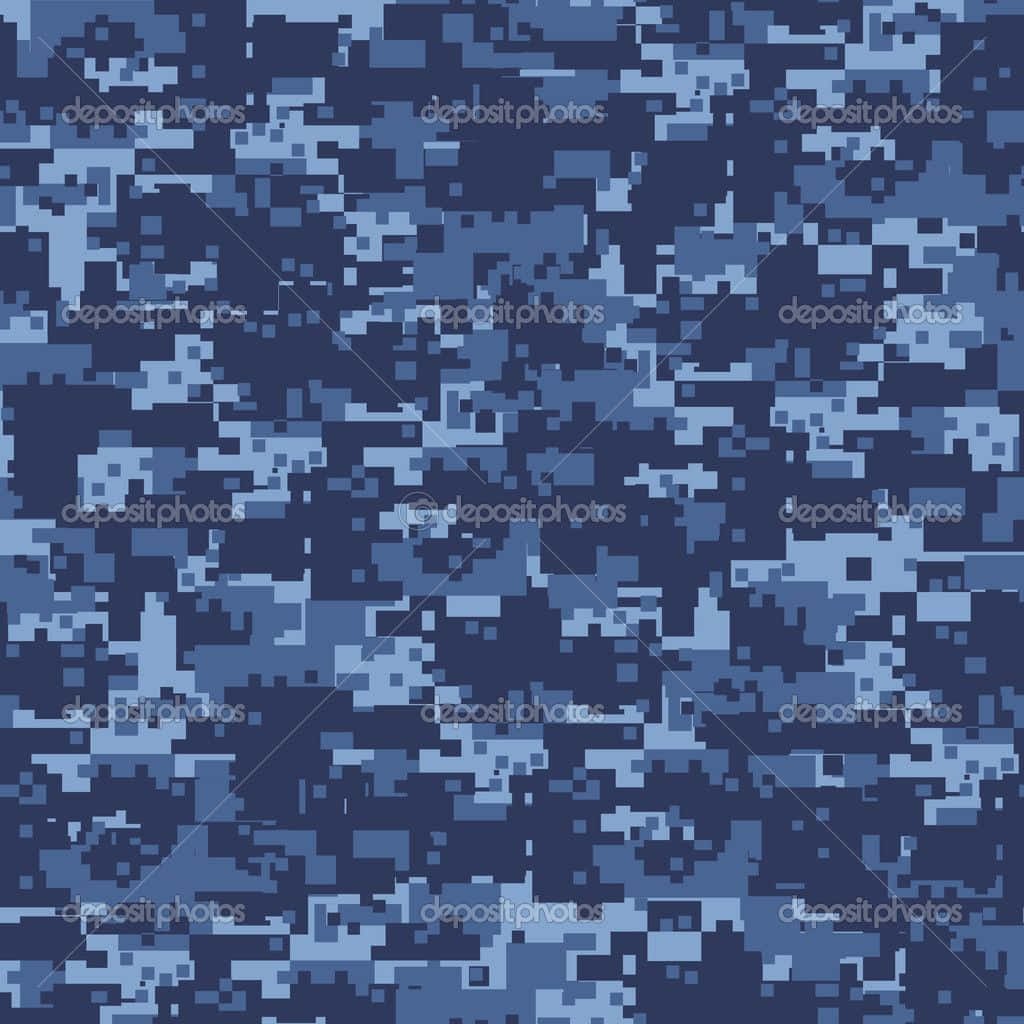 Get Ready For Outdoor Adventure In This Classic Blue Camo Wallpaper