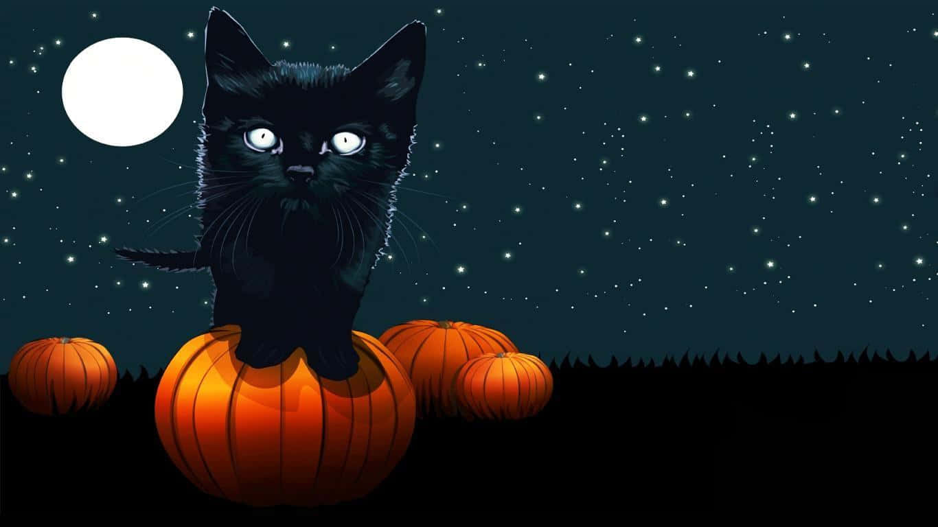 Get Ready To Have The Spookiest Black Cat Halloween Yet! Wallpaper