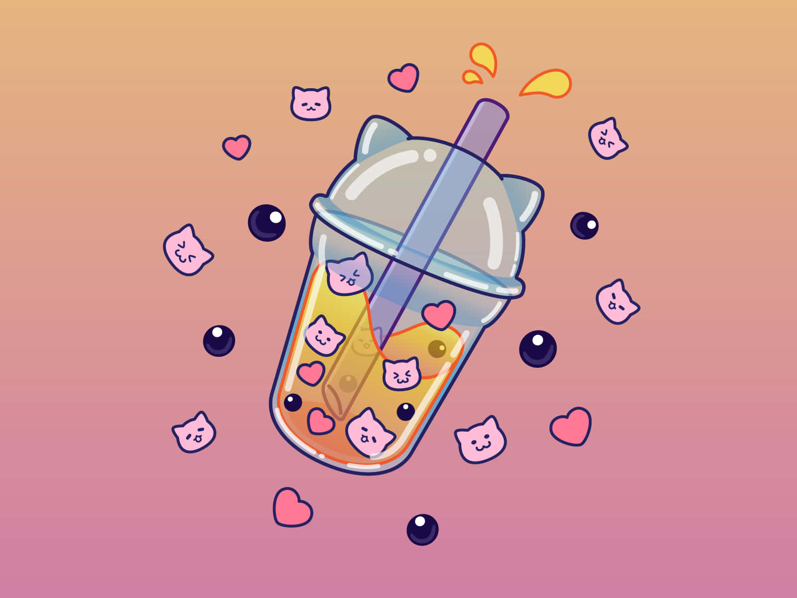 Get Refreshed With A Delicious Bubble Tea Anime. Wallpaper