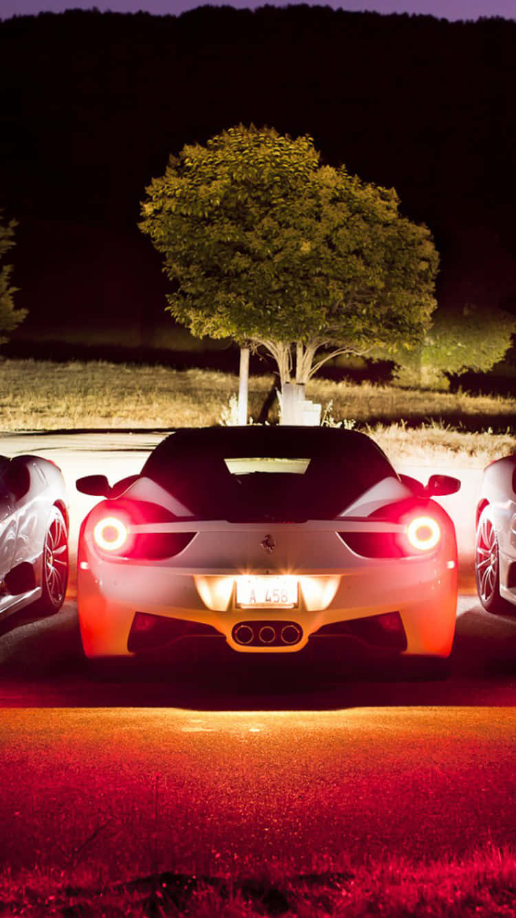 Get The Look Of Luxury With A White Ferrari Iphone Wallpaper