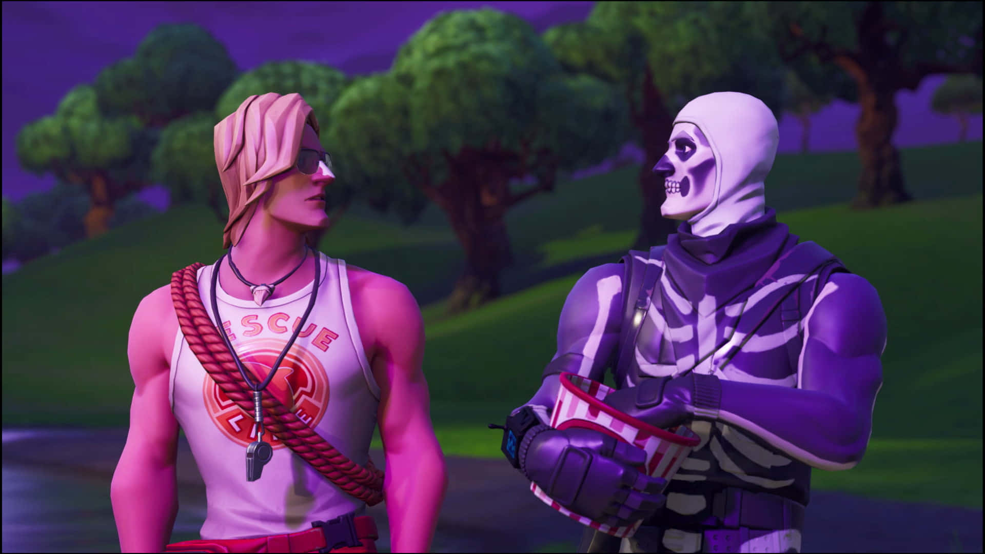 Get To The Top Of The Leaderboard With The Deadly Purple Skull Trooper. Wallpaper