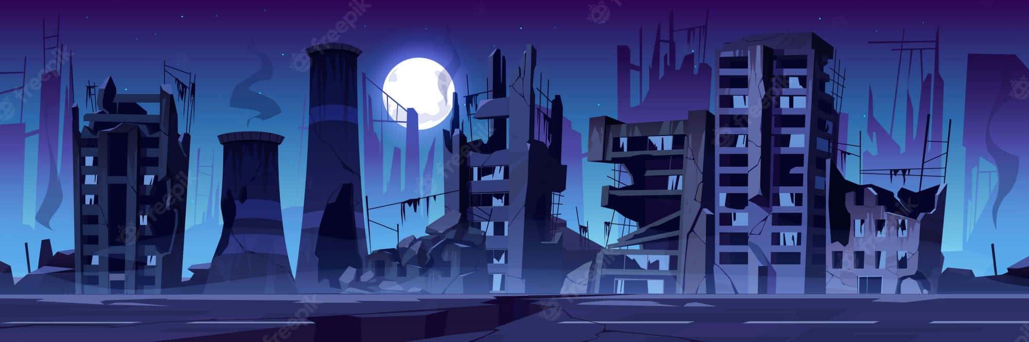 Ghetto Hood Night City Moon Wallpaper