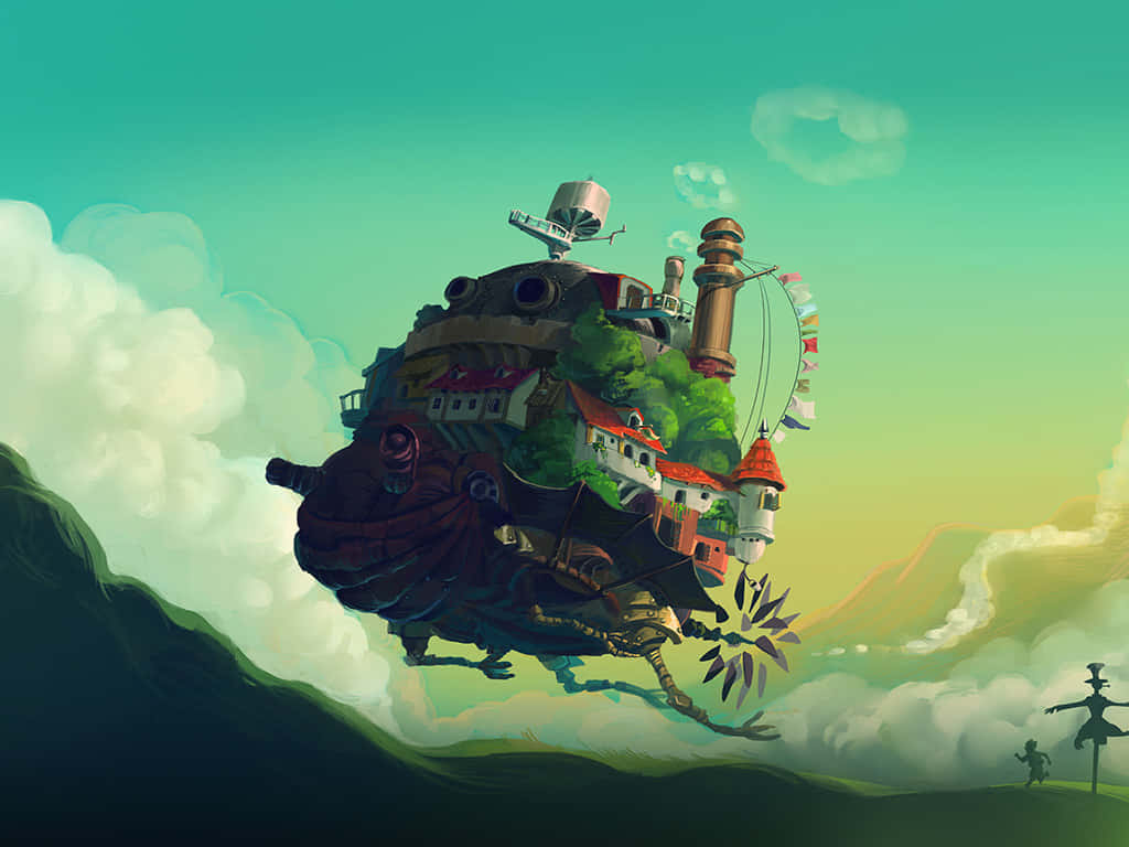 Ghibli Inspired Fantasy Airship Wallpaper