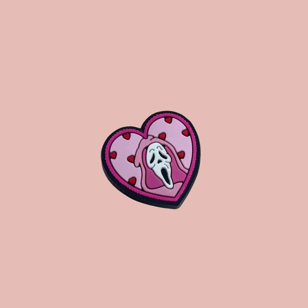 Ghostface Love Heart Pink Background Wallpaper