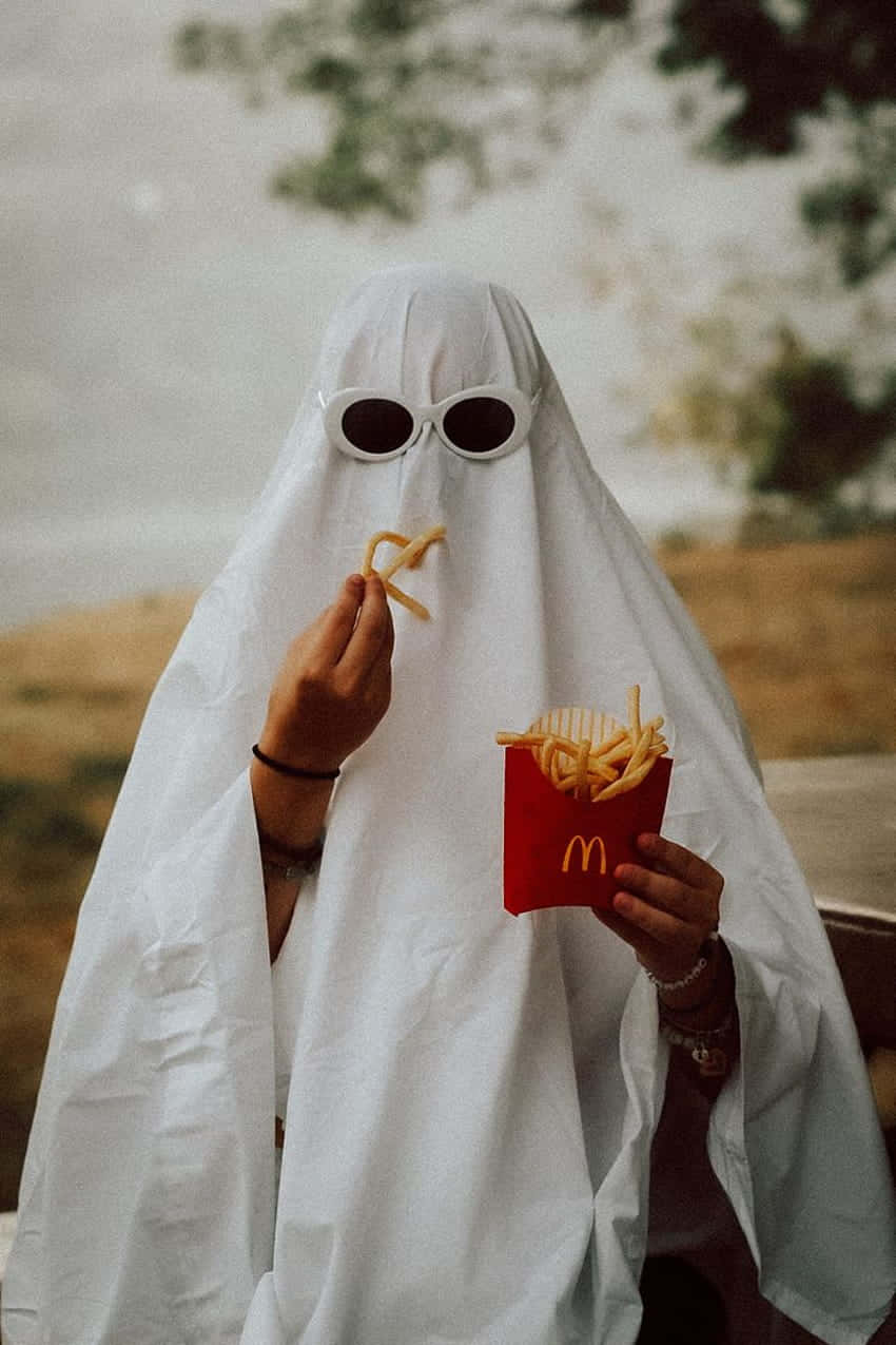 Ghostly_ Snack_ Time_ Vintage_ Aesthetic.jpg Wallpaper