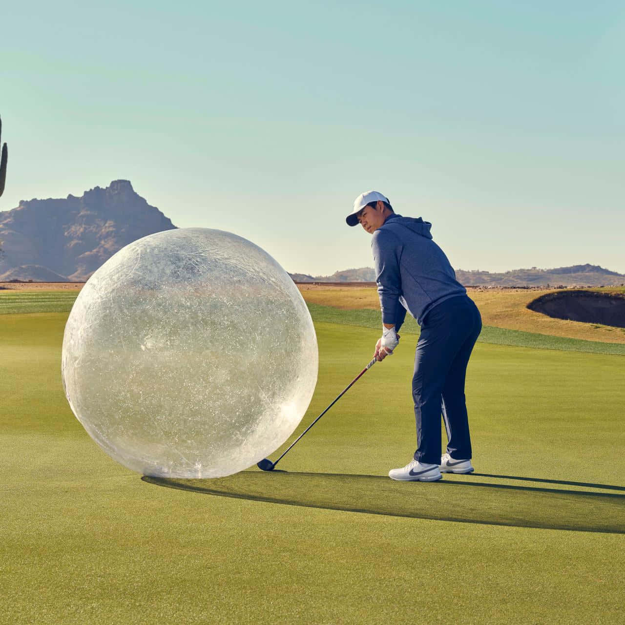 Giant Golf Ball Funny Golf Scene Wallpaper