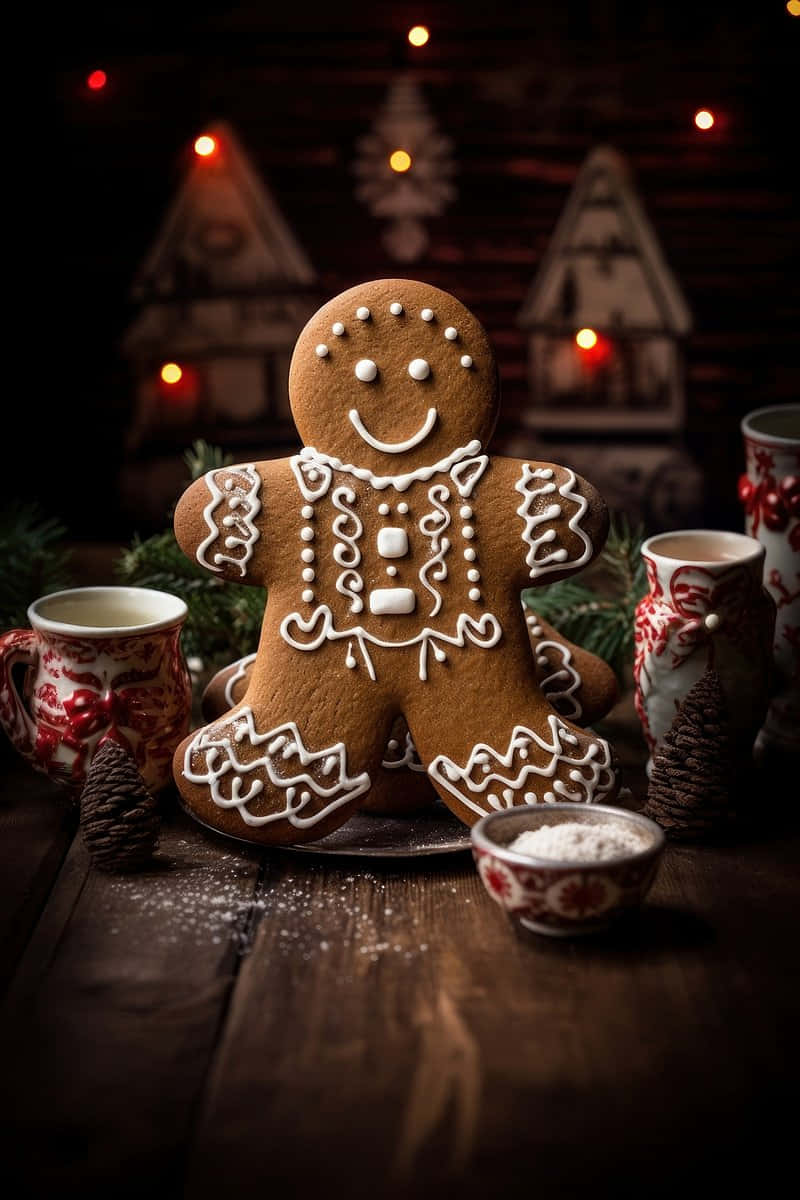 Gingerbread Man Holiday Decor Wallpaper