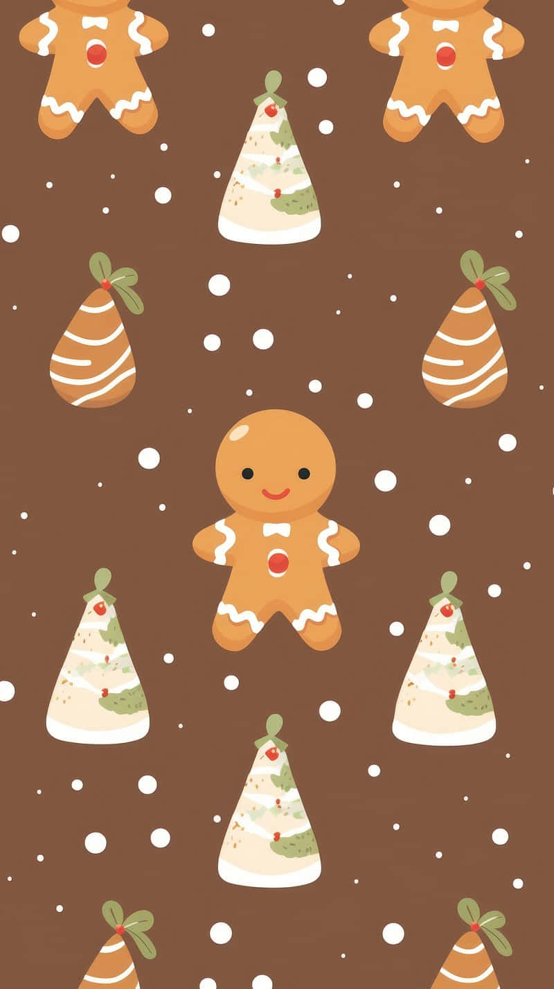 Gingerbreadand Christmas Treats Pattern Wallpaper