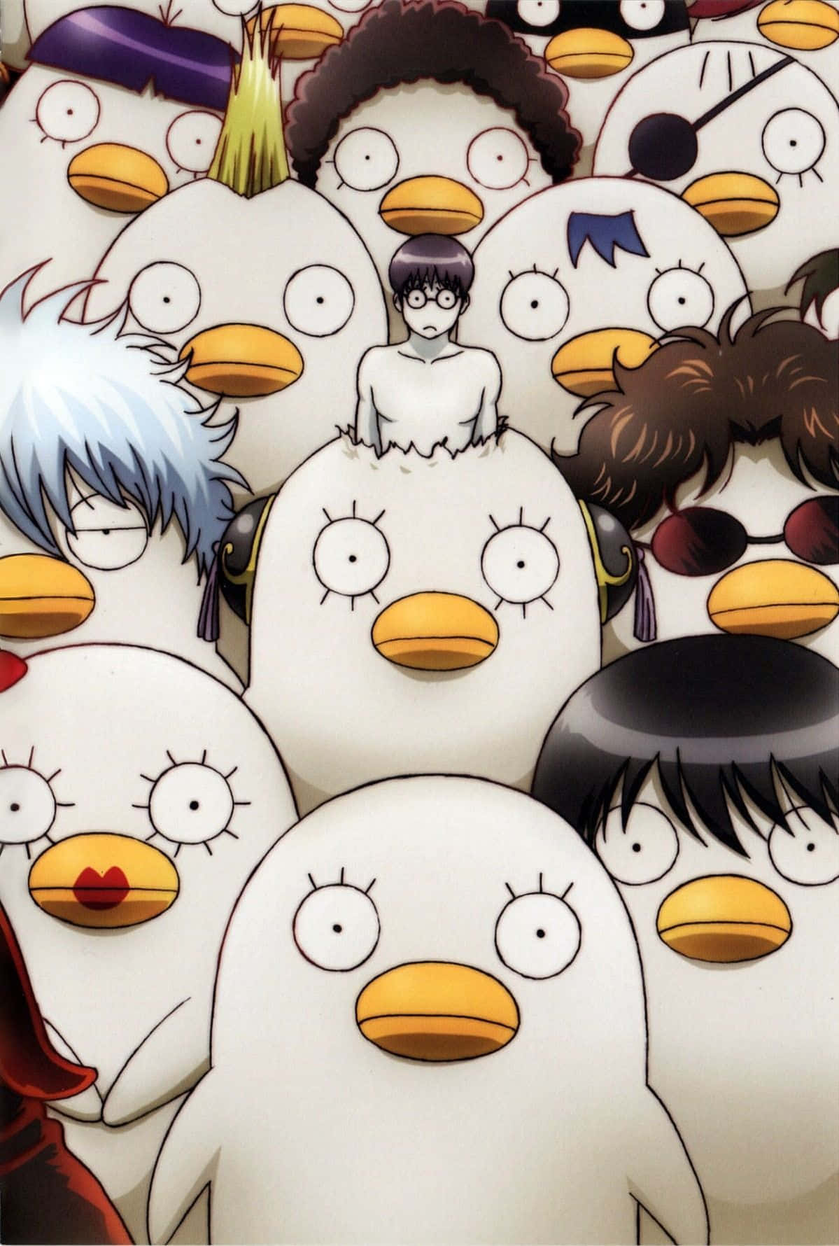 Gintama Elizabethand Characters Surroundedby Ducks Wallpaper