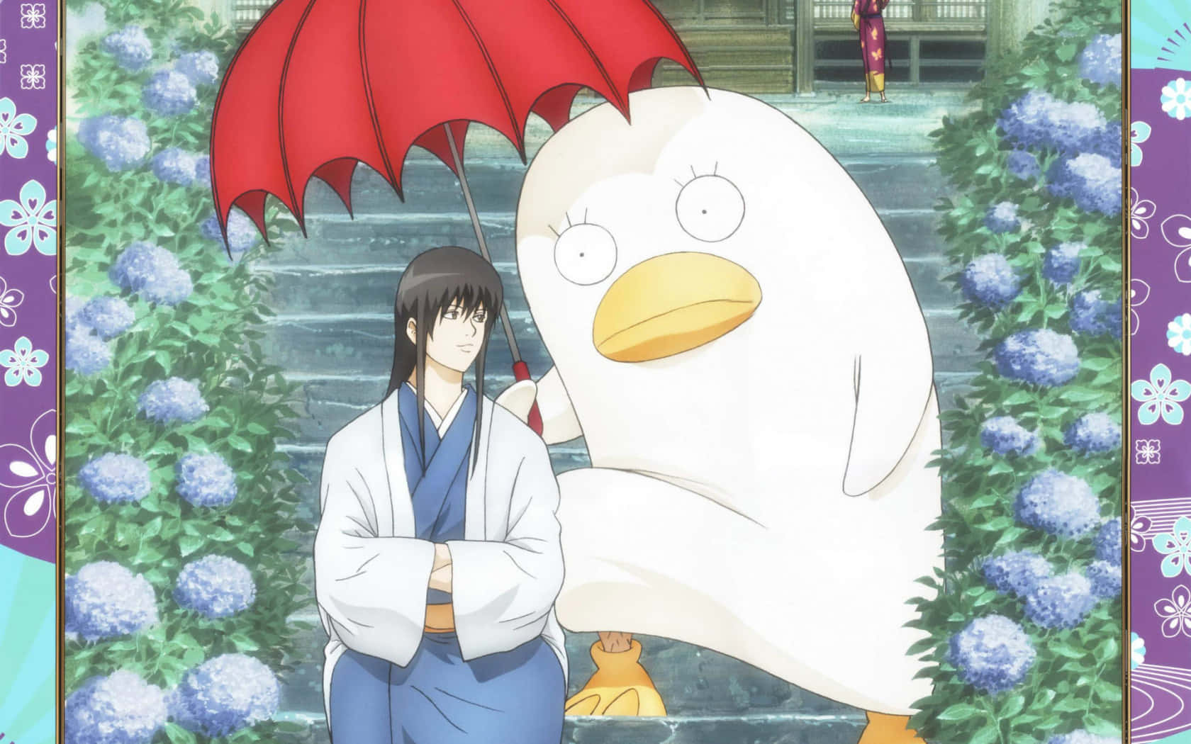 Gintama Sakata Gintokiand Elizabethwith Umbrella Wallpaper