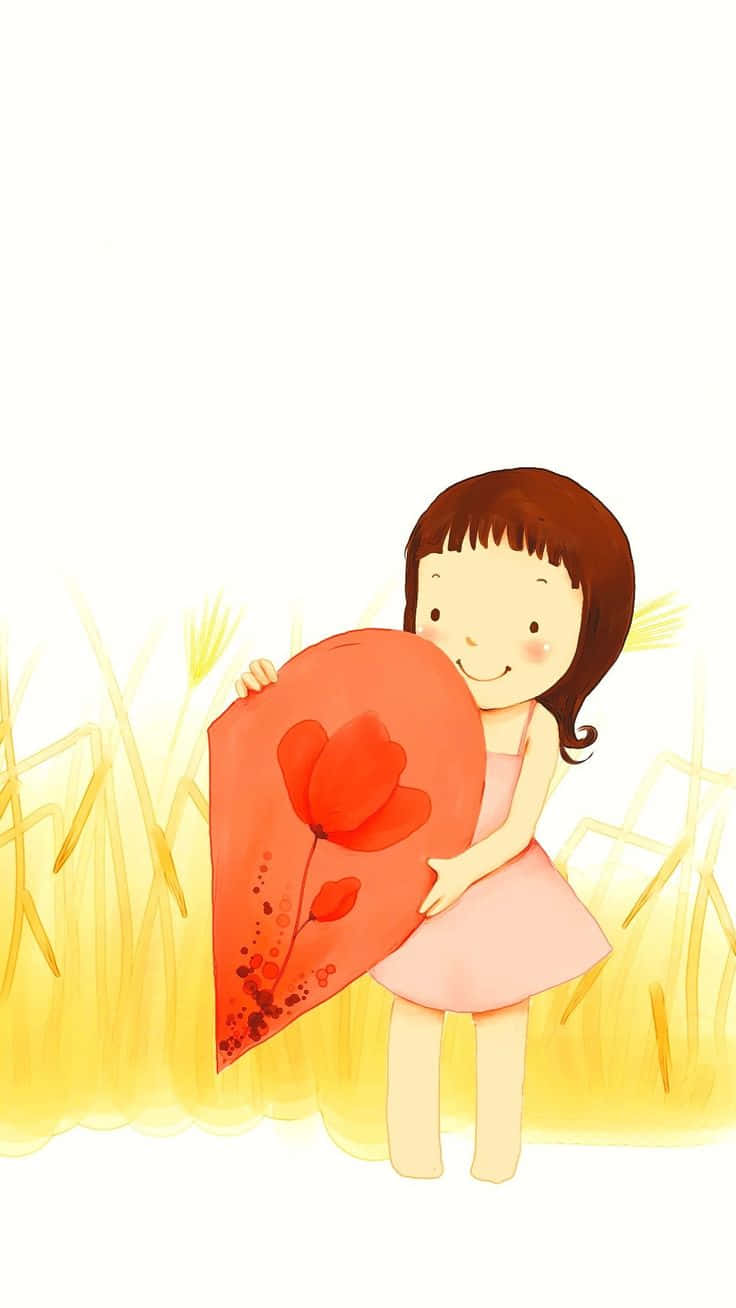 Girl Holding Half Heart Wallpaper