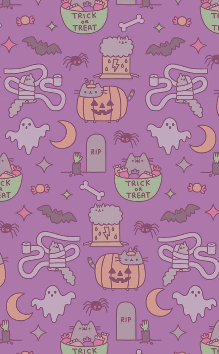 Girly Cute Halloween Pattern Wallpaper