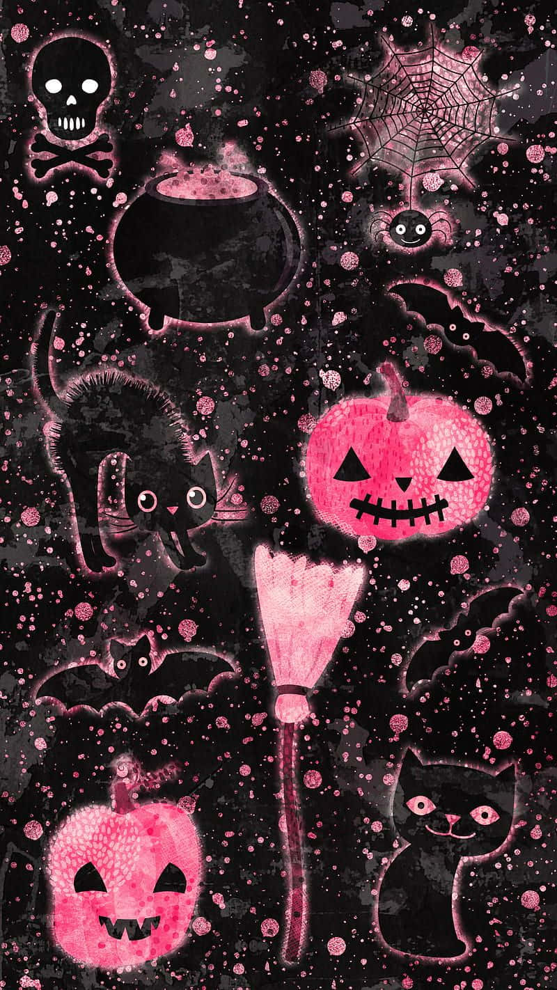 Girly Cute Halloween Pattern Wallpaper