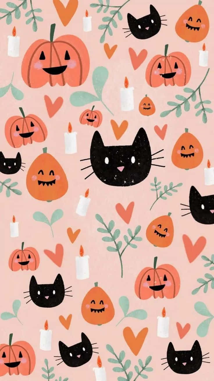 Girly Cute Halloween Pattern Wallpaper