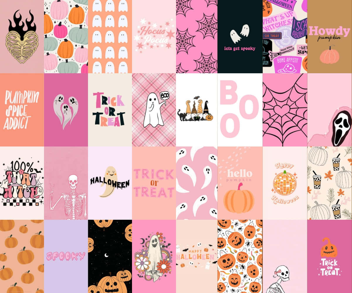 Girly_ Cute_ Halloween_ Pattern_ Collage Wallpaper