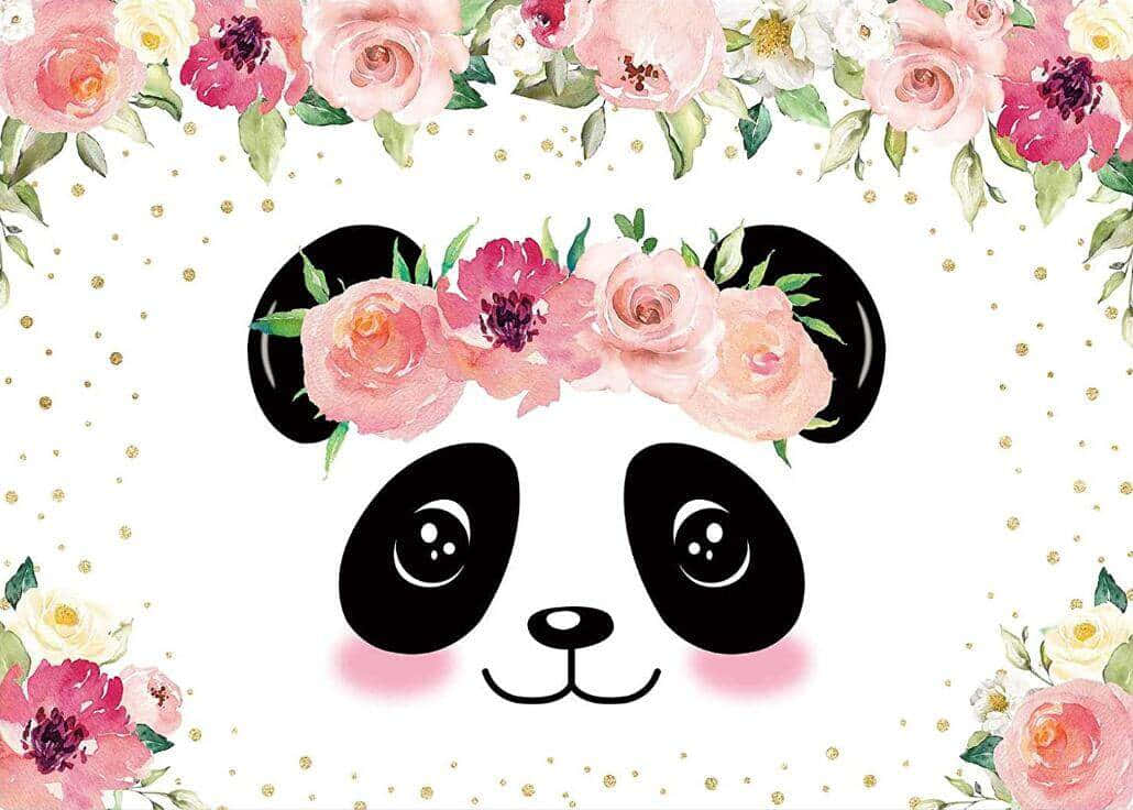 Girly Cute Panda Funnytree Backdrop Wallpaper