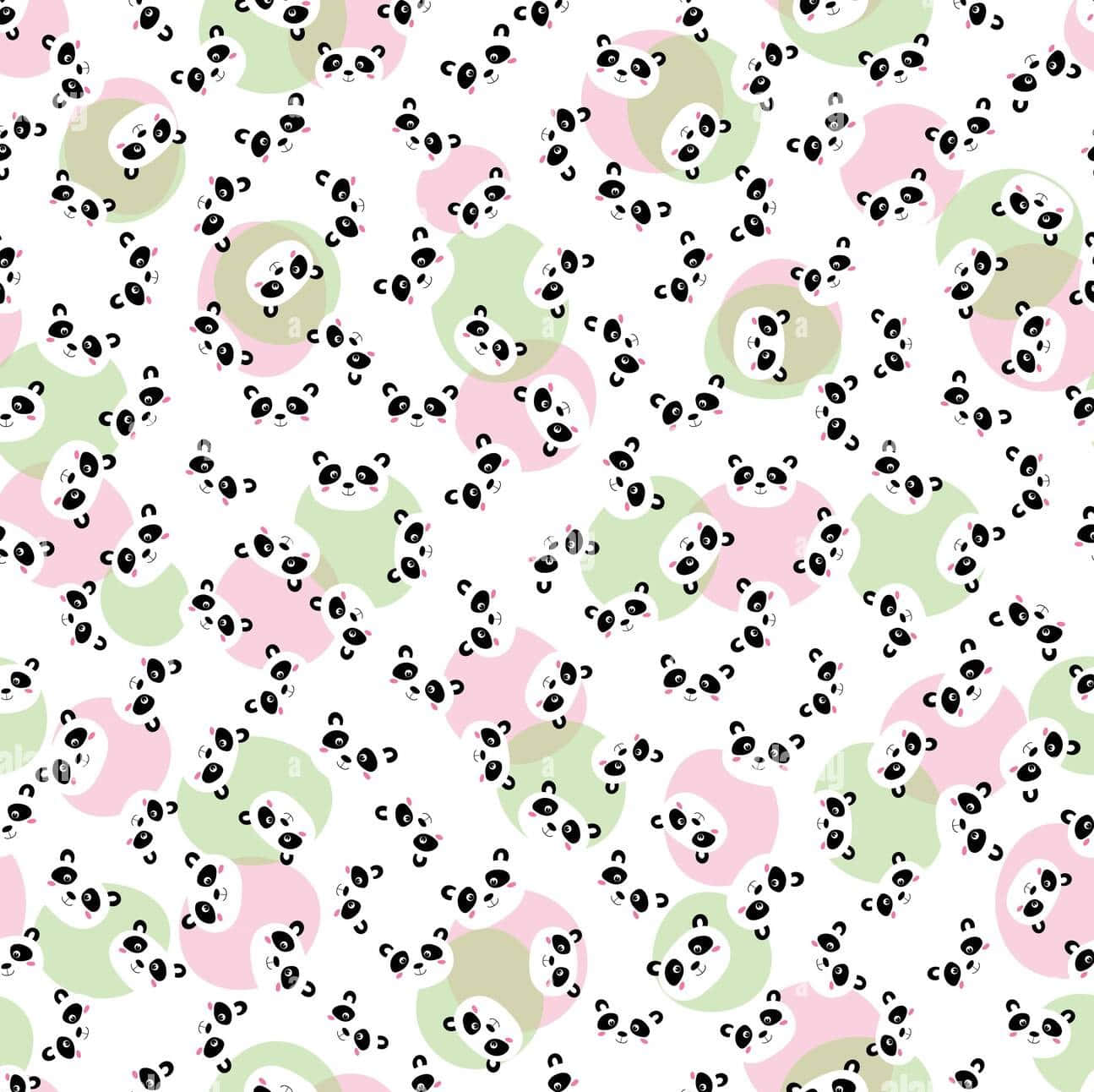 Girly Cute Panda Seamless Pattern Wallpaper