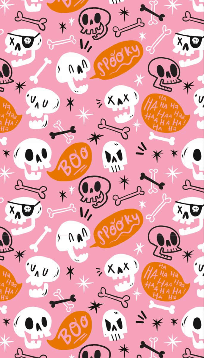 Girly_ Halloween_ Skull_ Pattern Wallpaper