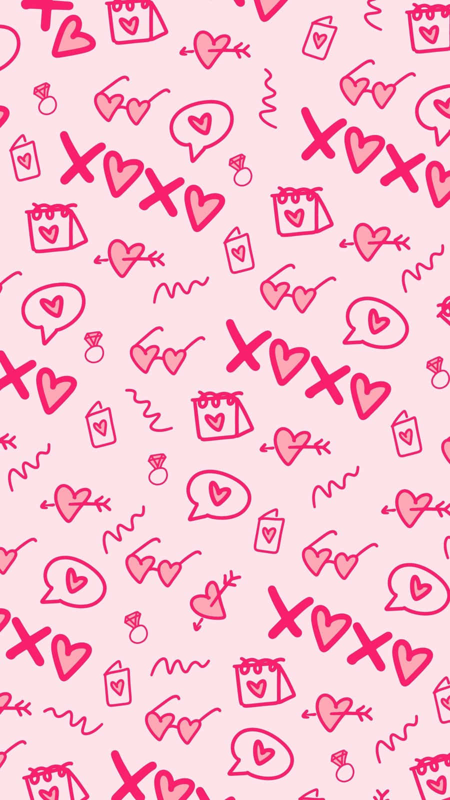 Girly Love Doodles Pattern Wallpaper