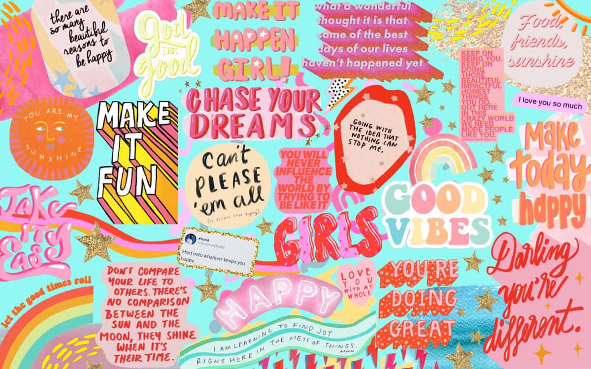 Girly Pastel Vsco Laptop Collage Wallpaper