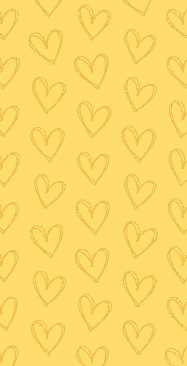 Girly Phone Yellow Hearts Wallpaper