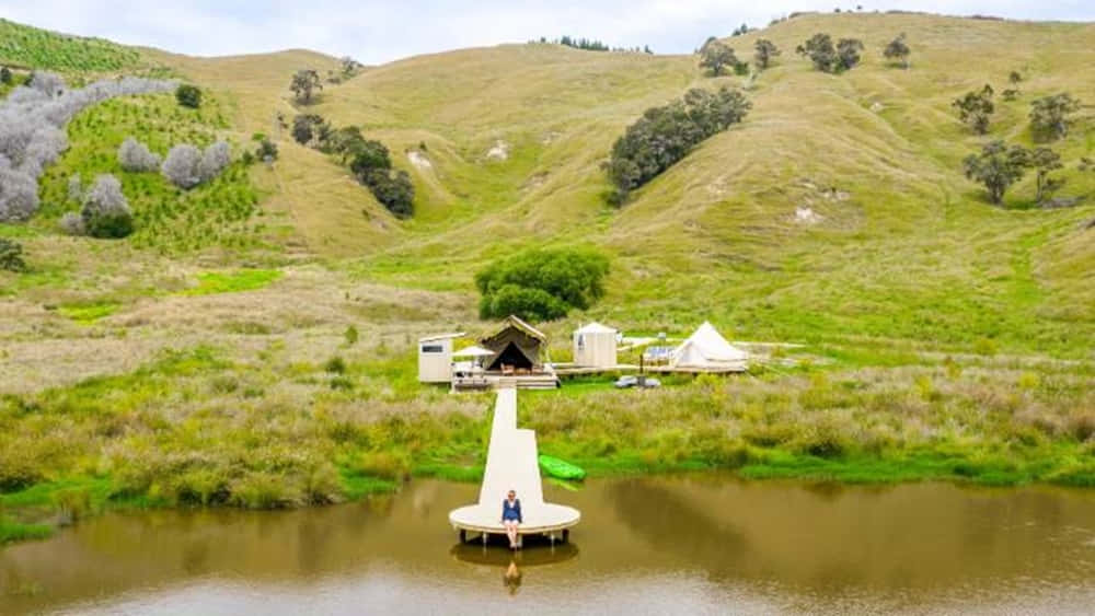 Gisborne Glamping Site Aerial View Wallpaper