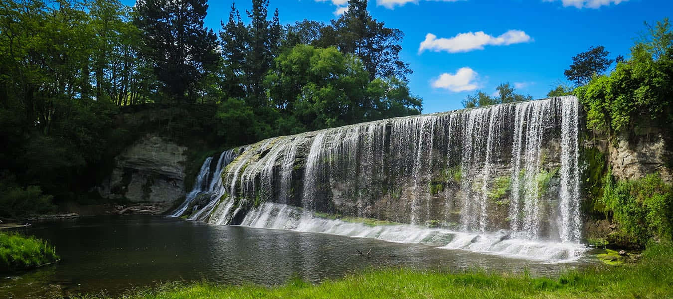 Gisborne Waterfall Serenity New Zealand Wallpaper