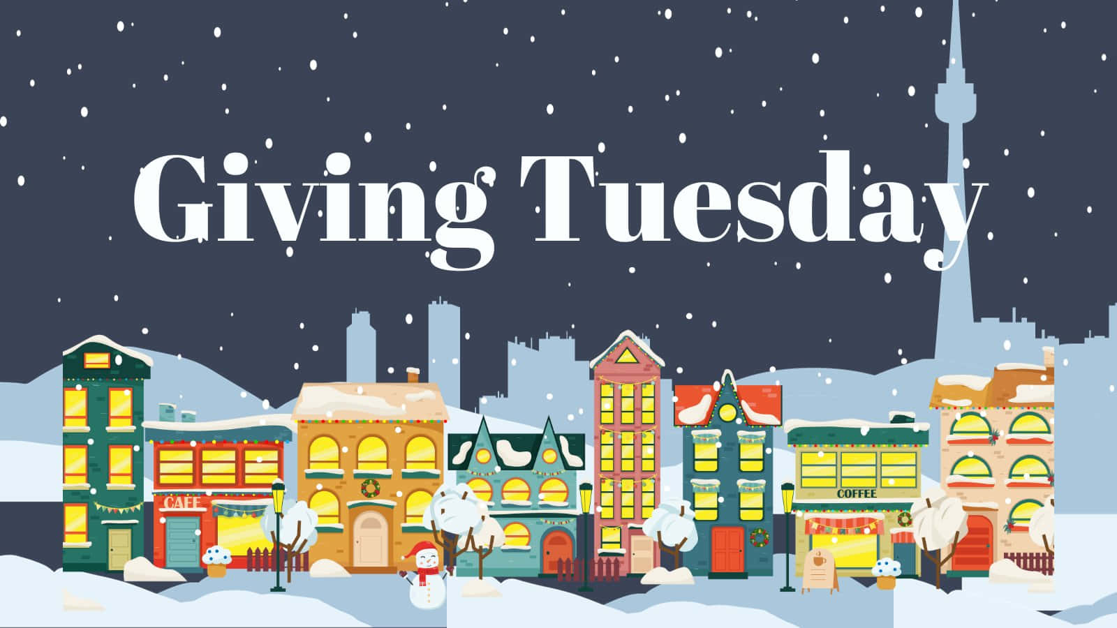 Giving Tuesday Winter Town Illustration Wallpaper