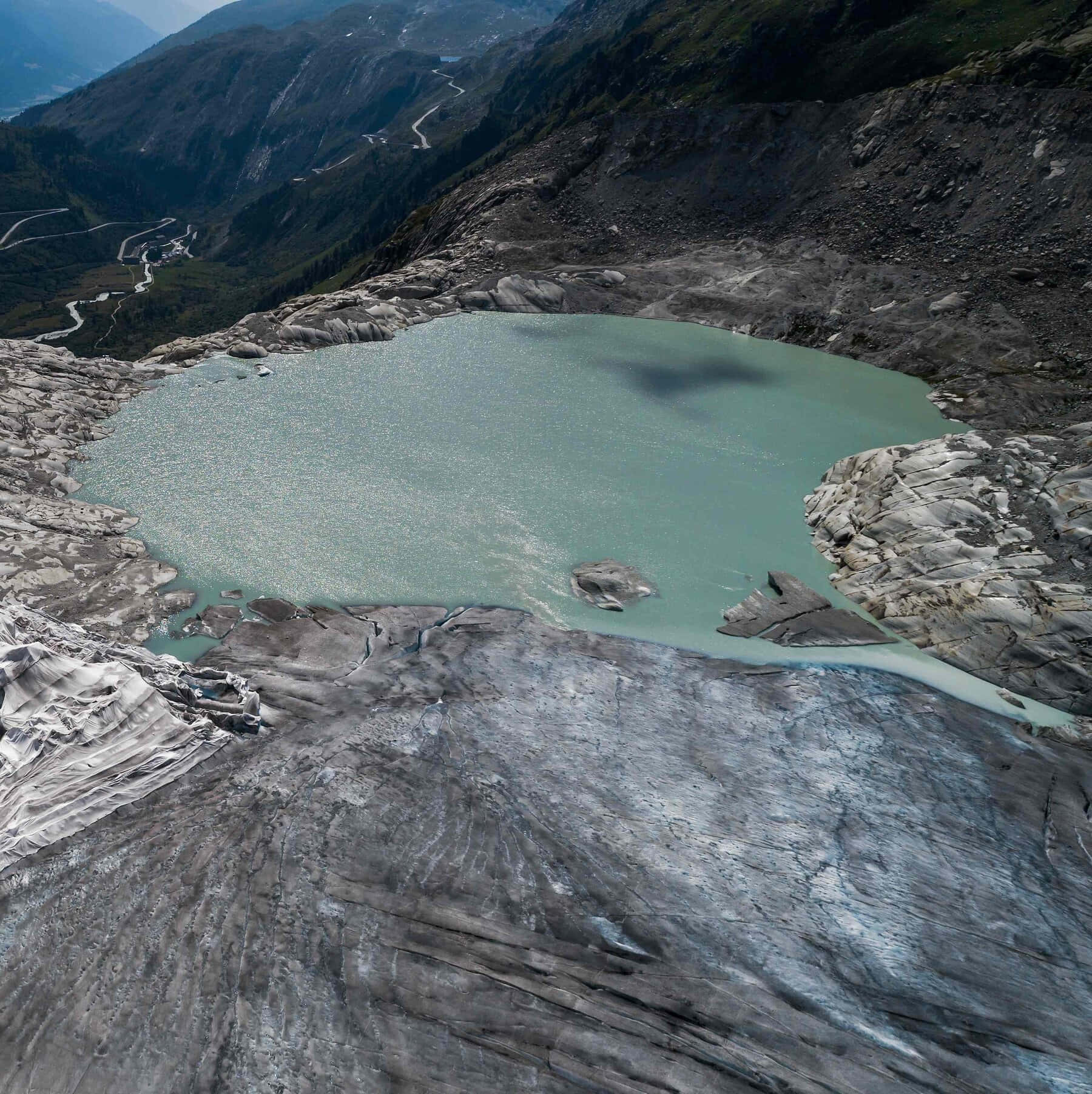 Glacial_ Lake_and_ Moraines_ Aerial_ View.jpg Wallpaper