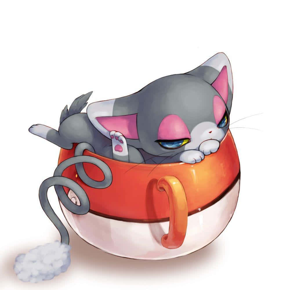 Glameow Sleeping In Mug Wallpaper