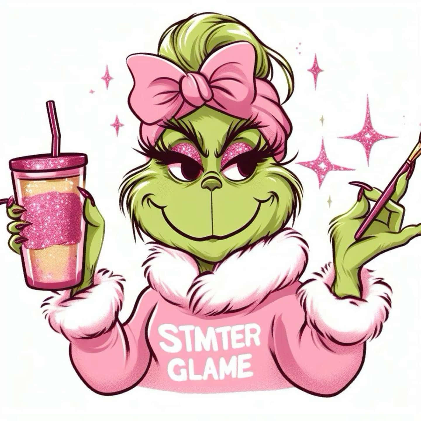 Glamorous Girly Grinch Illustration Wallpaper